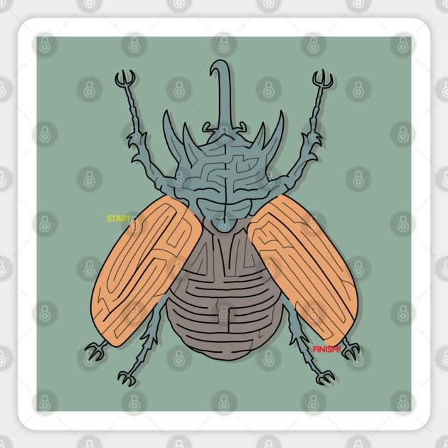 A-Maze-ing Beetle Sticker by ThirteenthFloor